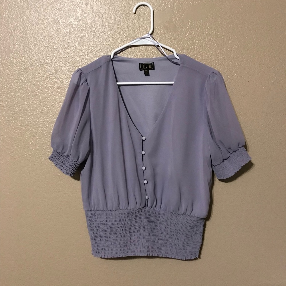 Lilac button up blouse size XL